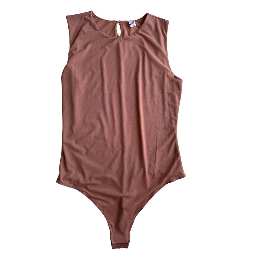 Parade Silky Mesh Luxe Sleeveless Bodysuit in Brown Size Large